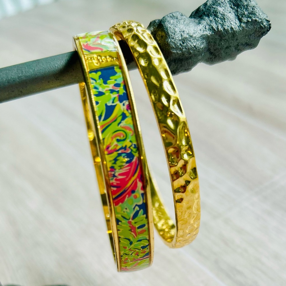Lilly Pulitzer Vibrant Floral and Gold Bangles